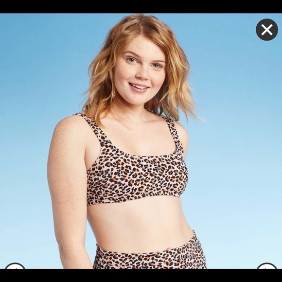Womens Leopard Print Ribbed Bralette Bikini Top - Picture 5 of 6